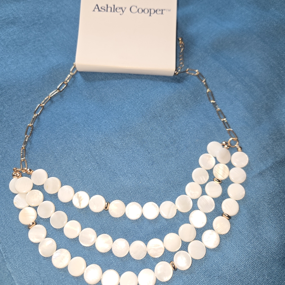 Ashley Cooper White and Gold Multi-Strand Necklace